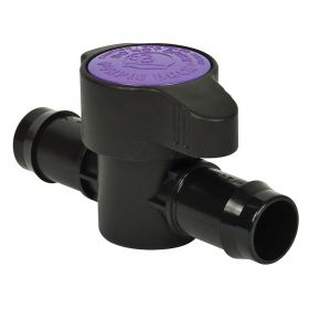 Purple Back Barbed Ball Valve, 3/4" barbs
